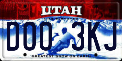 UT license plate D003KJ