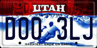 UT license plate D003LJ