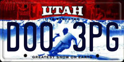 UT license plate D003PG