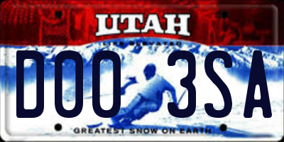UT license plate D003SA