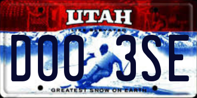 UT license plate D003SE