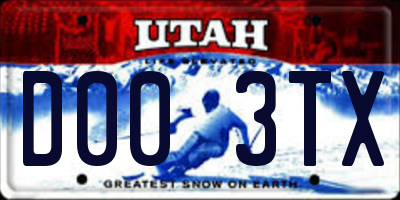 UT license plate D003TX