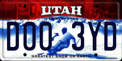 UT license plate D003YD