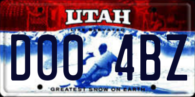 UT license plate D004BZ