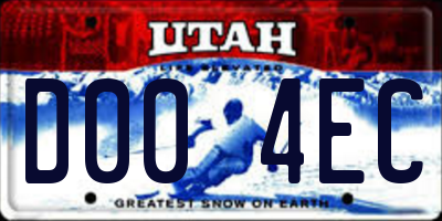 UT license plate D004EC