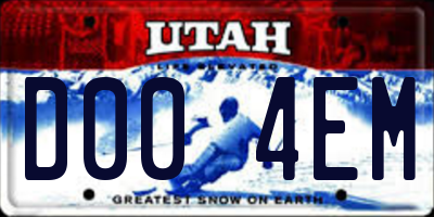 UT license plate D004EM