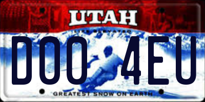 UT license plate D004EU