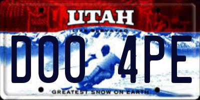 UT license plate D004PE