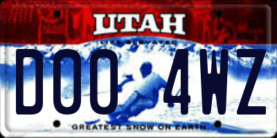 UT license plate D004WZ