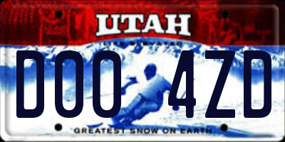 UT license plate D004ZD