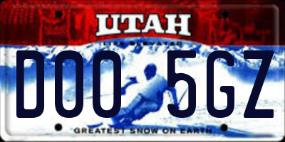 UT license plate D005GZ