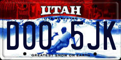 UT license plate D005JK