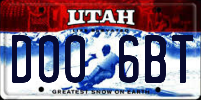 UT license plate D006BT