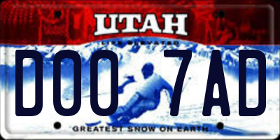 UT license plate D007AD
