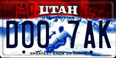UT license plate D007AK