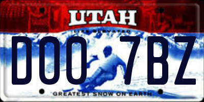 UT license plate D007BZ