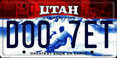 UT license plate D007ET