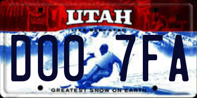 UT license plate D007FA