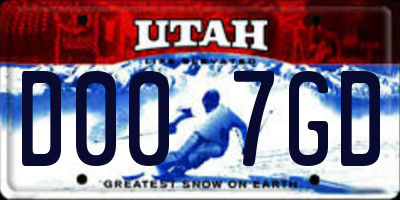 UT license plate D007GD