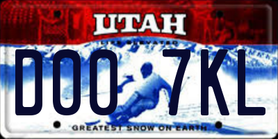 UT license plate D007KL