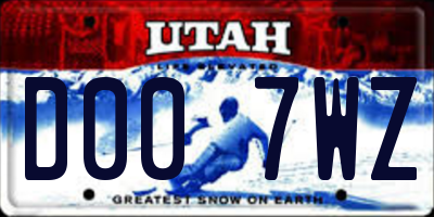 UT license plate D007WZ