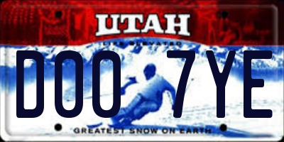 UT license plate D007YE