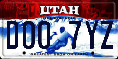 UT license plate D007YZ