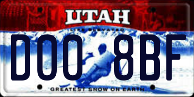 UT license plate D008BF
