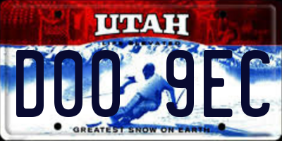 UT license plate D009EC