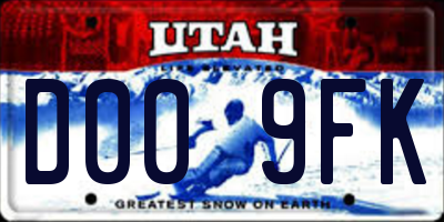 UT license plate D009FK