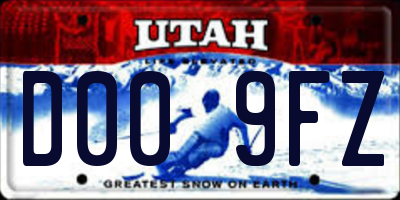 UT license plate D009FZ