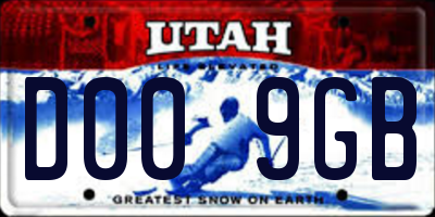 UT license plate D009GB