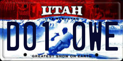 UT license plate D010WE