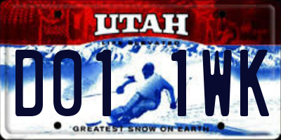 UT license plate D011WK