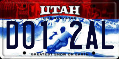 UT license plate D012AL