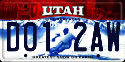 UT license plate D012AW