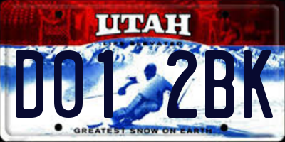 UT license plate D012BK