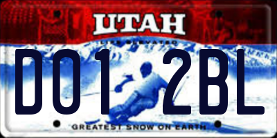UT license plate D012BL