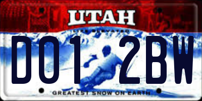 UT license plate D012BW