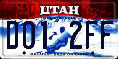 UT license plate D012FF