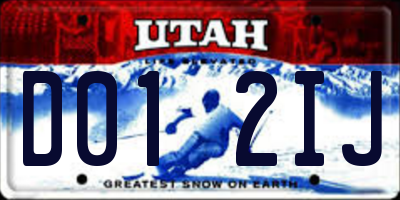 UT license plate D012IJ