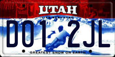 UT license plate D012JL