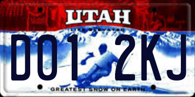 UT license plate D012KJ