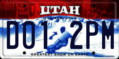 UT license plate D012PM