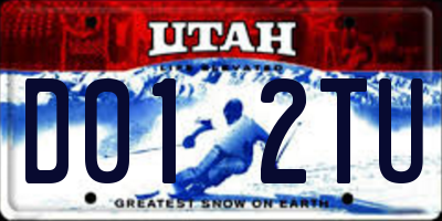 UT license plate D012TU