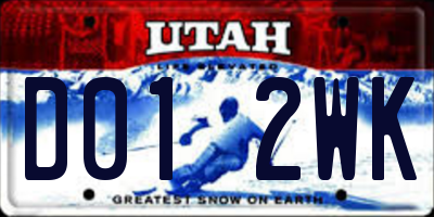 UT license plate D012WK