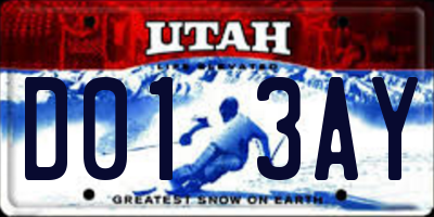 UT license plate D013AY