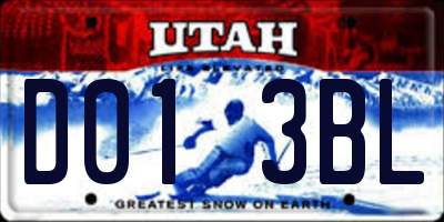UT license plate D013BL