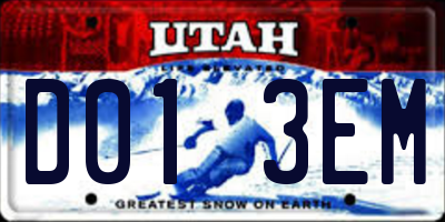 UT license plate D013EM