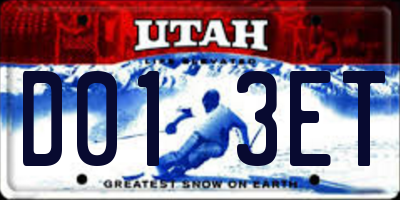 UT license plate D013ET